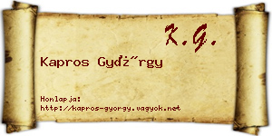 Kapros György névjegykártya