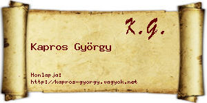 Kapros György névjegykártya